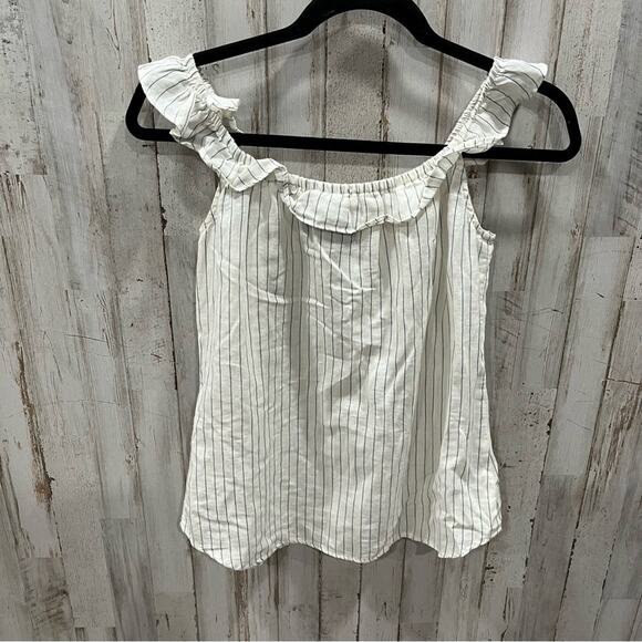 Reformation Stripe Lightweight Tank Top Ruffle Sleeve - Picture 4 of 6